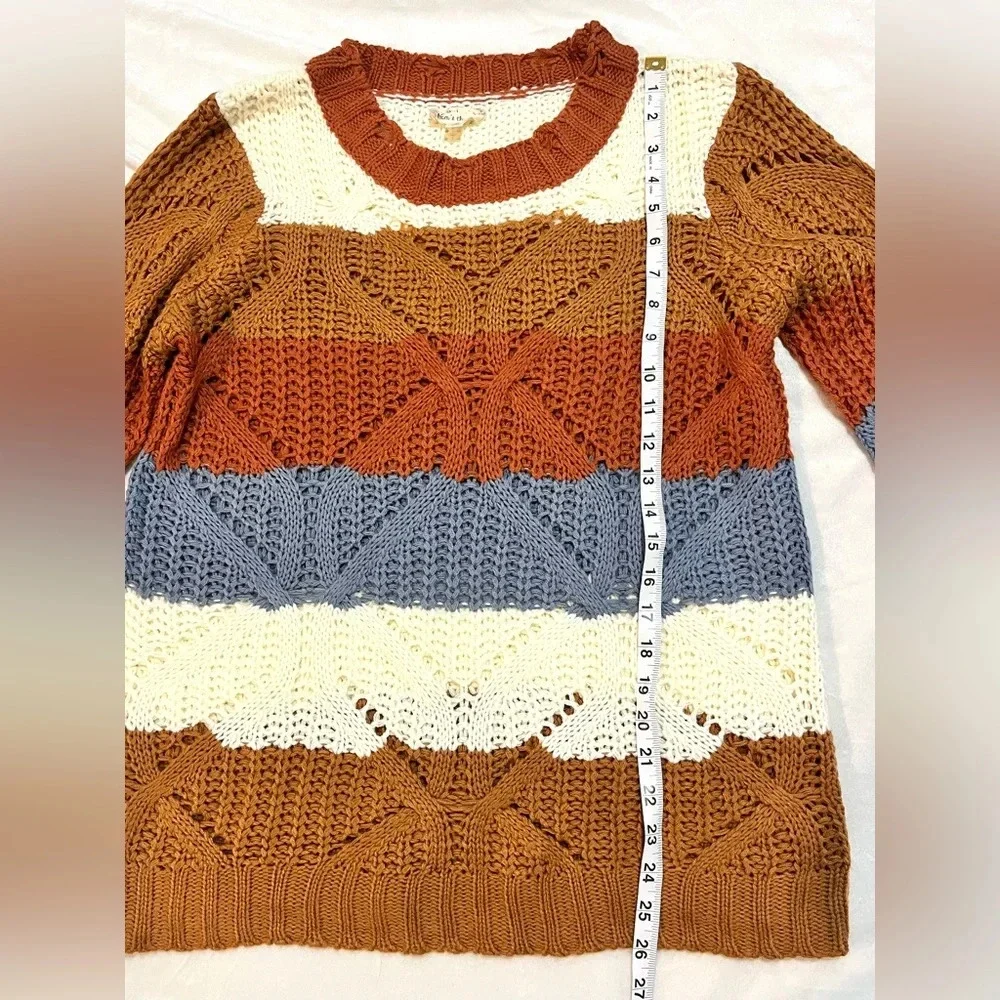 Hem & Thread Striped Multicolor Women's Fall Autumn Cozy Sweater Size Large - Picture 7 of 16